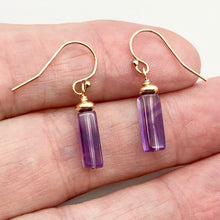 Load image into Gallery viewer, Royal Natural Amethyst 14K Gold Filled Drop Earrings | 1 1/4 inch long | - PremiumBead Alternate Image 2