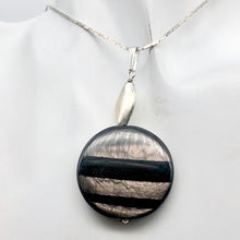 Load image into Gallery viewer, Silver Mirrors Hypersthene 29x7mm Disc Sterling Silver Pendant | 2"Long |