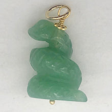 Load image into Gallery viewer, Sssslither! Carved Aventurine Snake 22K Vermeil Gold Pendant 509278AVG