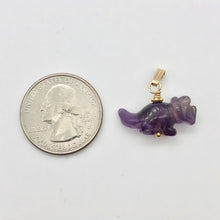 Load image into Gallery viewer, Purple Dinosaur Pendant Amethyst Triceratops 14K Pendant