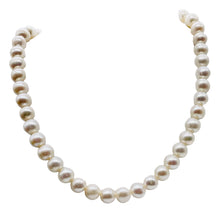 Load image into Gallery viewer, Natural Creamy Satin 8mm - 9mm Pearl 8 inch Strand 002639HS