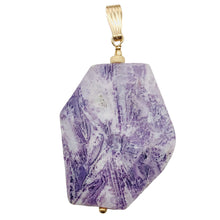 Load image into Gallery viewer, Purple Flower Sodalite 14K Gold Filled Pendant | Purple/White | 2" Long |