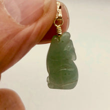 Load image into Gallery viewer, Aventurine Wolf Pendant Necklace | Semi Precious Stone Jewelry | 14k Pendant - PremiumBead Alternate Image 2