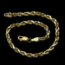 Load image into Gallery viewer, Rope 14K 3mm Diamond Cut Bracelet | 8" Long | Yellow Gold | 1 Bracelet |