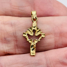Load image into Gallery viewer, 14K Gold Descending Dove Cross Pendant | 1" Long | Gold | 1 Pendant |