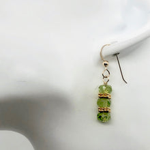 Load image into Gallery viewer, Natural Green Peridot Faceted Rondel 14K Gold Filled Earrings | 1 1/4" Long |