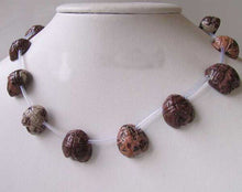 Load image into Gallery viewer, Carved Red Flower Apache Jasper Bug Bead Strand | 18x17x9mm | Pink Red Grey - PremiumBead Primary Image 1