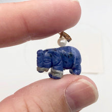 Load image into Gallery viewer, Sodalite Elephant Pendant Necklace | Semi Precious Stone Jewelry | 14k Pendant