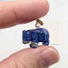 Load image into Gallery viewer, Wild Hand Carved Sodalite Elephant 14 Kgf Pendant |21x16x8mm| Blue| 1 1/4" long| - PremiumBead Alternate Image 2