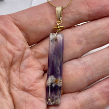 Load image into Gallery viewer, Chevron Amethyst 14K Gold Filled Rectangle | 3" Long | Purple/White | 1 Pendant|