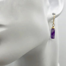 Load image into Gallery viewer, Royal Natural Amethyst 14K Gold Filled Drop Earrings | 1 1/4 inch long | - PremiumBead Alternate Image 3