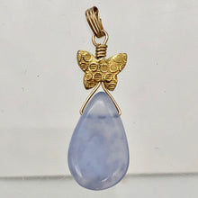 Load image into Gallery viewer, Blue Chalcedony Designer 14K Gold Filled Pendant | 22x12x6mm | 1 5/8" Long |