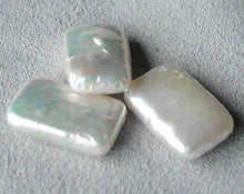 Load image into Gallery viewer, 3 Double Drilled White Rectangle Coin FW Pearls 4812 - PremiumBead Primary Image 1