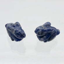 Load image into Gallery viewer, Hoppity 2 Hand Carved Sodalite Bunny Rabbit Beads | 21.5x12x9mm | Blue w/White - PremiumBead Primary Image 1