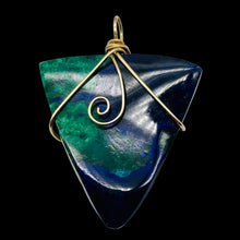 Load image into Gallery viewer, Bloodstone 14K Gold Filled Wire Wrapped Trilliant Gem | 1 1/2" Long | Red Green|