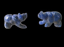 Load image into Gallery viewer, Roar! 2 Hand Carved Natural Sodalite Bear Beads | 13x18x7mm | Blue white