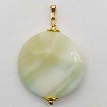 Load image into Gallery viewer, Hemimorphite14K Gold Filled Disc Dangle Pendant | 1 3/4" Long | Lemony Blue |