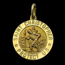 Load image into Gallery viewer, Saint Christopher 3 Gram 14K Round Medal | 1" Long | Gold | 1 Pendant |