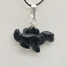 Load image into Gallery viewer, Obsidian Dinosaur Pendant Stegosaurus and Sterling Silver Pendant 509258OBS | 21x11x8mm (Stegosaurus), 7.0mm (Bail Opening), 7/8" (Long) | Black - PremiumBead Primary Image 1