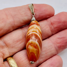 Load image into Gallery viewer, Sardonyx Sterling Silver Briolette Pendant | 2 1/4" Long | Orange/White | 1 |