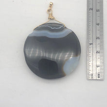 Load image into Gallery viewer, Sardonyx Agate 40mm Coin 14K Gold Filled Bead Pendant | Black | 2" Long |