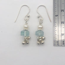 Load image into Gallery viewer, Aquamarine Pearl Drop Earrings | 1 1/4" Long | Blue White | 1 Pair |