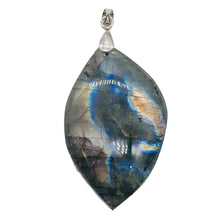 Load image into Gallery viewer, Labradorite Sterling Silver Natural | 1 1/2" Long | Blue Orange | 1 Pendant |