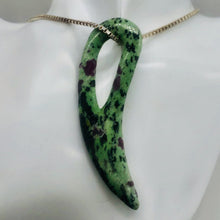 Load image into Gallery viewer, Ruby Zoisite Gemstone Comma Pendant | 94x28x6mm | Green/Red | 1 Pendant |