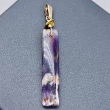 Load image into Gallery viewer, Chevron Amethyst 14K Gold Filled Rectangle | 3" Long | Purple/White | 1 Pendant|
