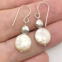Load image into Gallery viewer, Natural Peach Coin FW Pearl Drop/Dangle | 1 3/8" Long | Peach | 1 Earrings