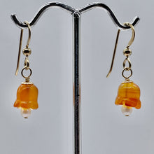 Load image into Gallery viewer, Carnelian Pearl 14K Gold Filled Earrings | 1 1/8" Long | Orange /White| 1 Pair |