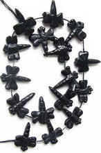 Load image into Gallery viewer, Fab 2 Hand Carved Onyx Dragonfly Briolette Beads | 23x18x5mm-26x21x4mm | Black - PremiumBead Alternate Image 3
