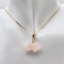 Load image into Gallery viewer, Rose Quartz Pig Pendant Necklace | Semi Precious Stone Jewelry | 14k Pendant