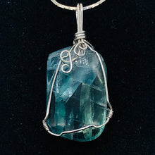 Load image into Gallery viewer, Blue Fluorite Wire Wrap Sterling Silver Drop Pendant | 1 3/4" Long | Blue | 1 ea