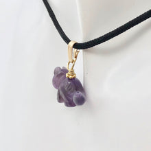 Load image into Gallery viewer, Purple Dinosaur Pendant Amethyst Triceratops 14K Pendant