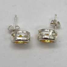 Load image into Gallery viewer, November 7mm Lab Created Citrine & Sterling Silver Earrings