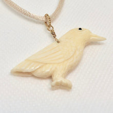 Load image into Gallery viewer, White Raven Carved Bone w / 14Kgf Pendant 510804G - PremiumBead Alternate Image 2