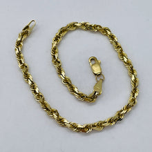 Load image into Gallery viewer, Rope 14K 3mm Diamond Cut Bracelet | 8" Long | Yellow Gold | 1 Bracelet |