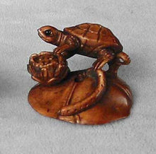 Load image into Gallery viewer, Carved Boxwood Turtle On Lilypad Ojime/Netsuke Bead - PremiumBead Primary Image 1