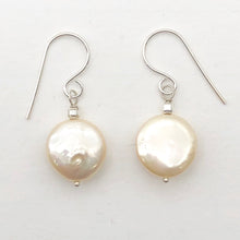 Load image into Gallery viewer, Natural Peach Coin FW Pearl Drop/Dangle Earrings | 1 1/4" Long | Peach |