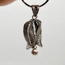 Load image into Gallery viewer, Hand Made Silver Filigree Bell Flower Pendant 5795