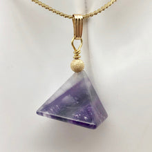 Load image into Gallery viewer, Amethyst Pyramid Pendant Necklace | Semi Precious Stone Jewelry | 14k Pendant - PremiumBead Alternate Image 5