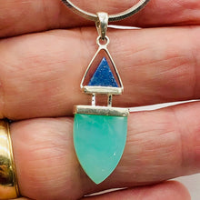 Load image into Gallery viewer, Lapis Lazuli Chrysoprase Sterling Silver Drop Pendant | 1 1/2" Long| Green/Blue|