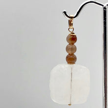Load image into Gallery viewer, White Druzy Quartz and Fluorite 20mm Square Coin14kgf Pendant | 1 13/4" Long |
