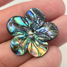 Load image into Gallery viewer, Abalone Flower/Plumeria Pendant Bead 8" Strand | 7 Beads | 28x27x3mm | 10609HS - PremiumBead Alternate Image 9