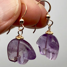 Load image into Gallery viewer, Amethyst 14K Gold Filled Zuni Bear Drop/Dangle Earrings | 1 1/4" Long | Purple |