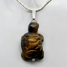 Load image into Gallery viewer, Adorable Tigereye Carved Turtle Sterling Silver Pendant | 1.25" (Long) | - PremiumBead Alternate Image 3