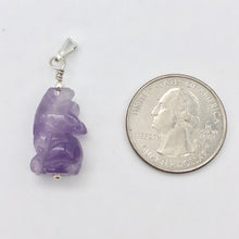 Load image into Gallery viewer, Amethyst Wolf Pendant Necklace | Semi Precious Stone Jewelry | Silver Pendant