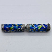 Load image into Gallery viewer, Flowers 2 Enameled Beads 20mm Tube Beads 10517