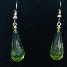 Load image into Gallery viewer, Amber Faceted Sterling Silver Earrings | 2 1/4" Long | Green | 1 Pair |
